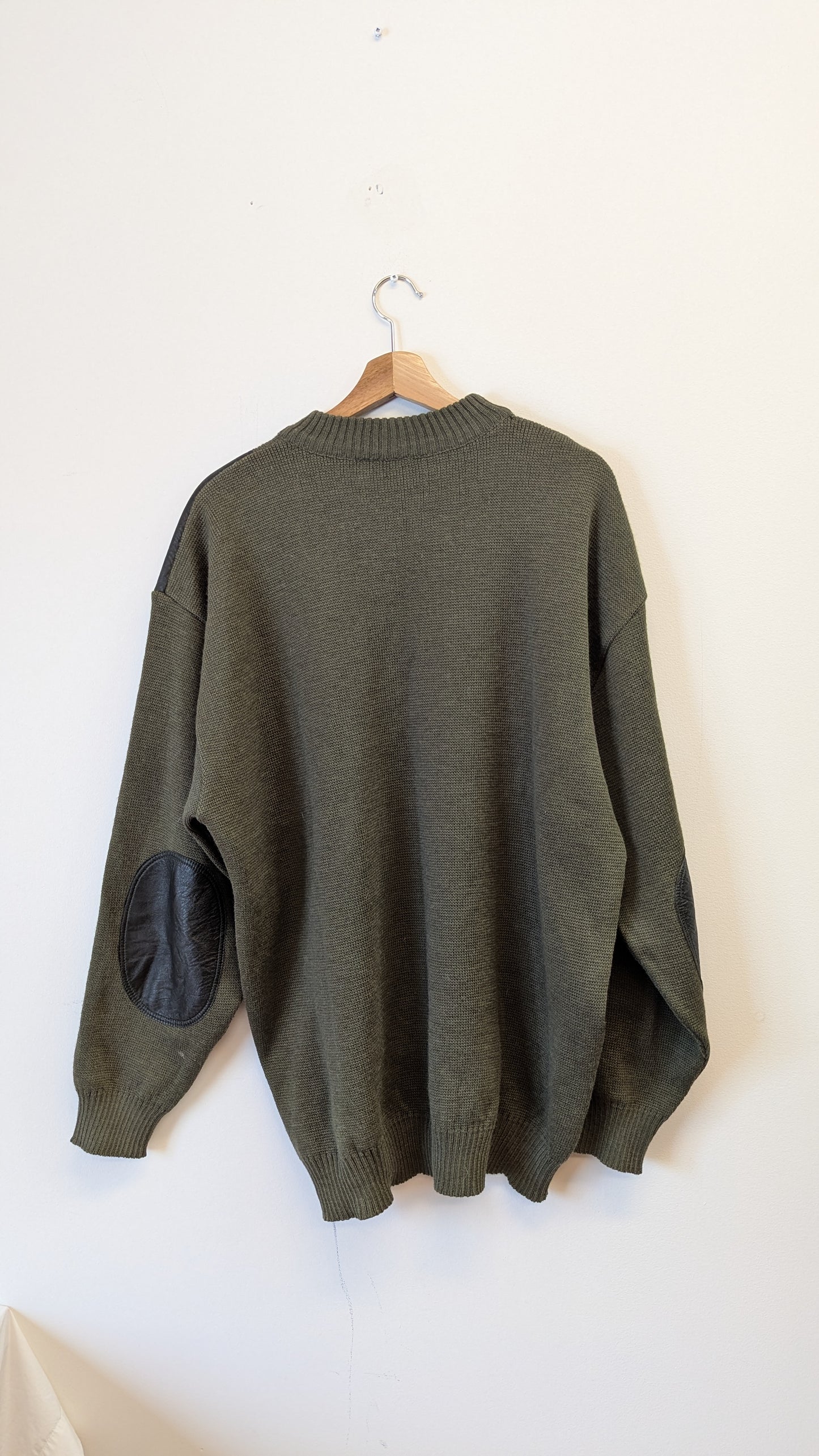 Arco Olive Green Sweater with Leather Patches