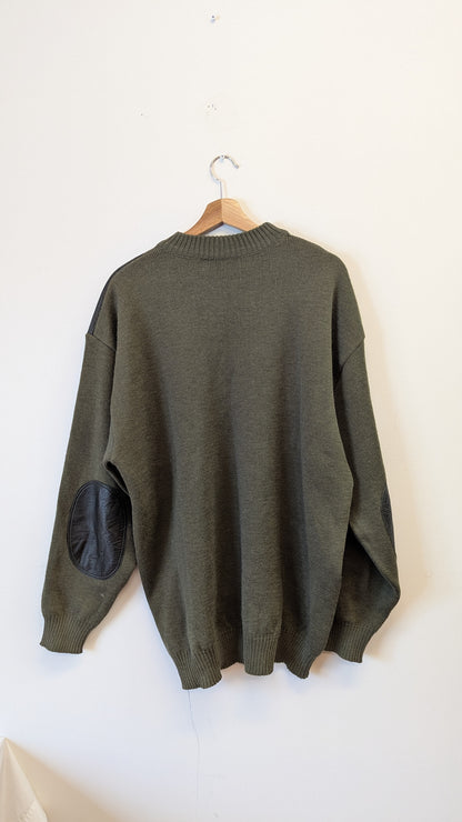 Arco Olive Green Sweater with Leather Patches