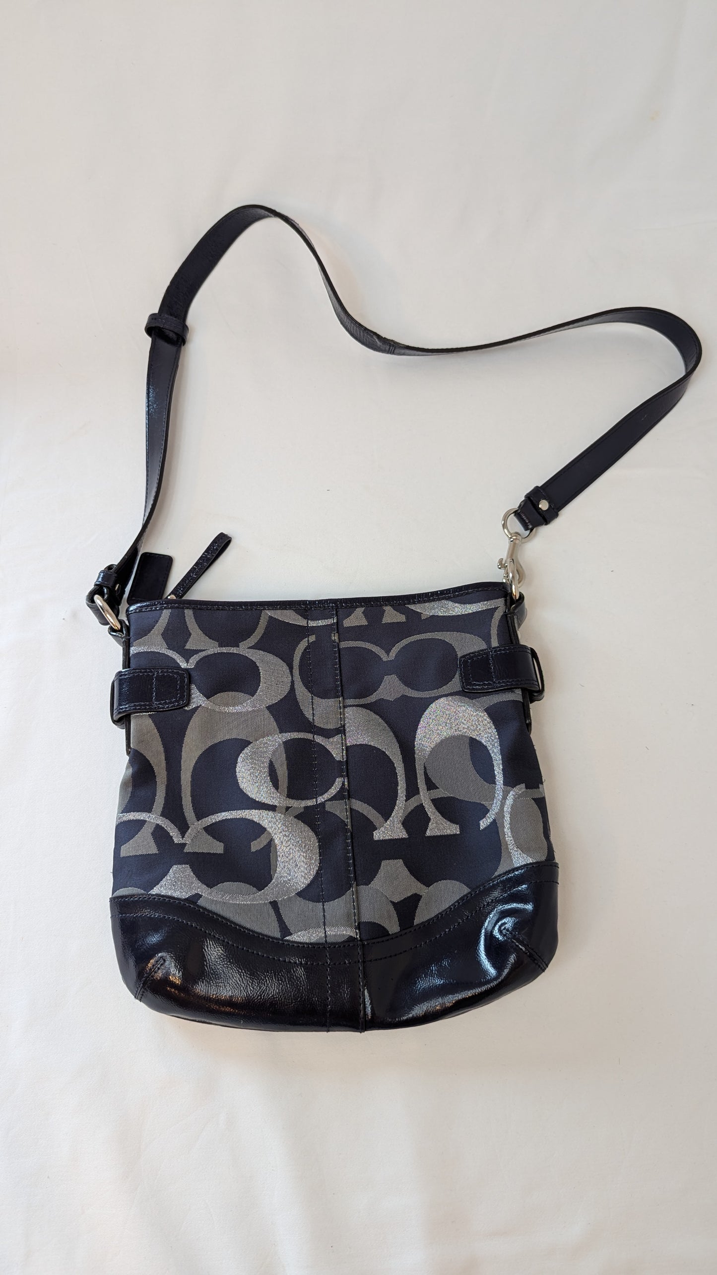 Coach Signature Crossbody Bag Black/Silver