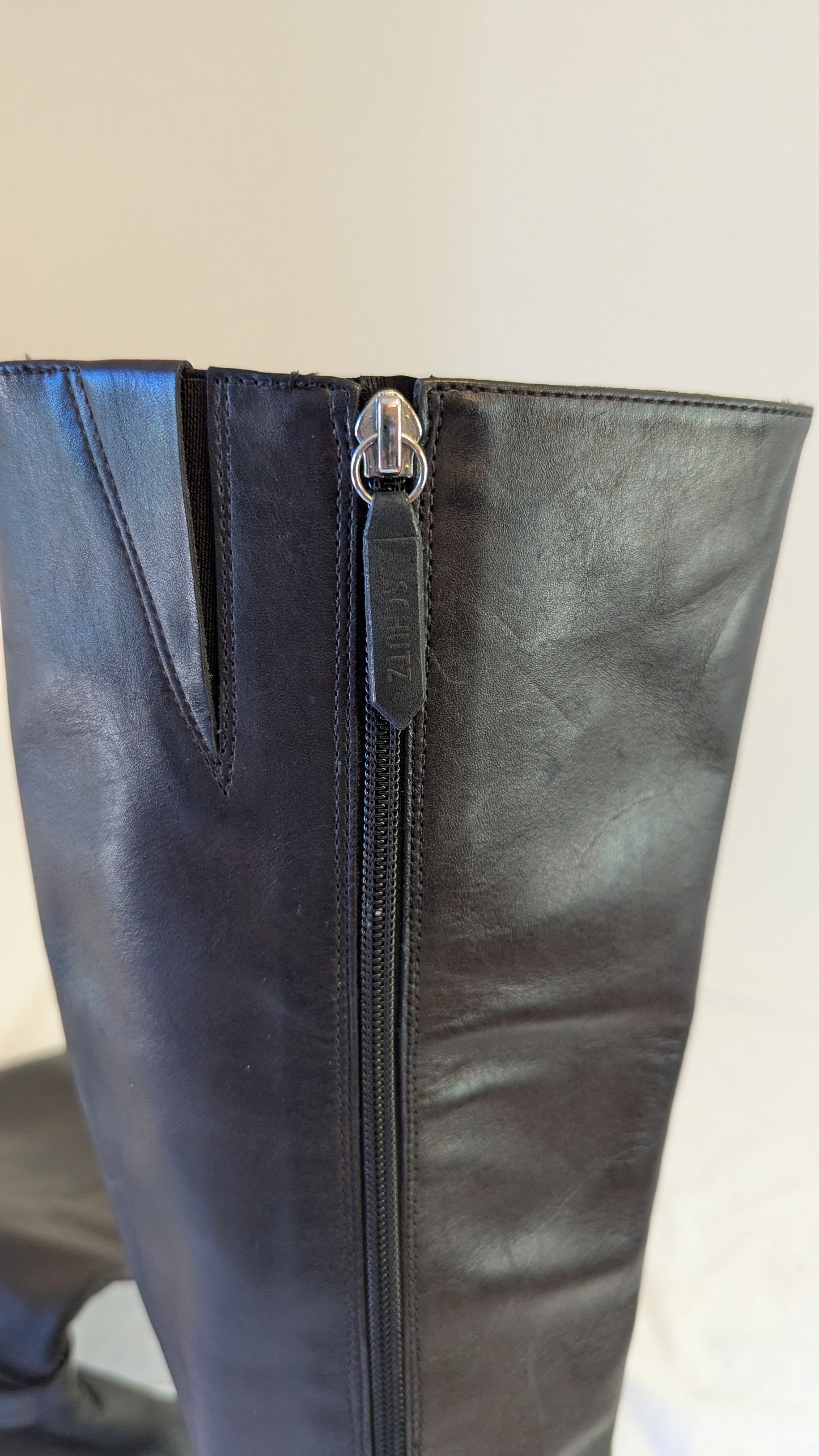 Schutz Black Leather Tall Boots Size 9B USA