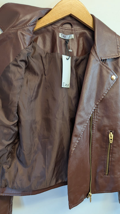 Dex The Knack Moto Jacket Brown Size M