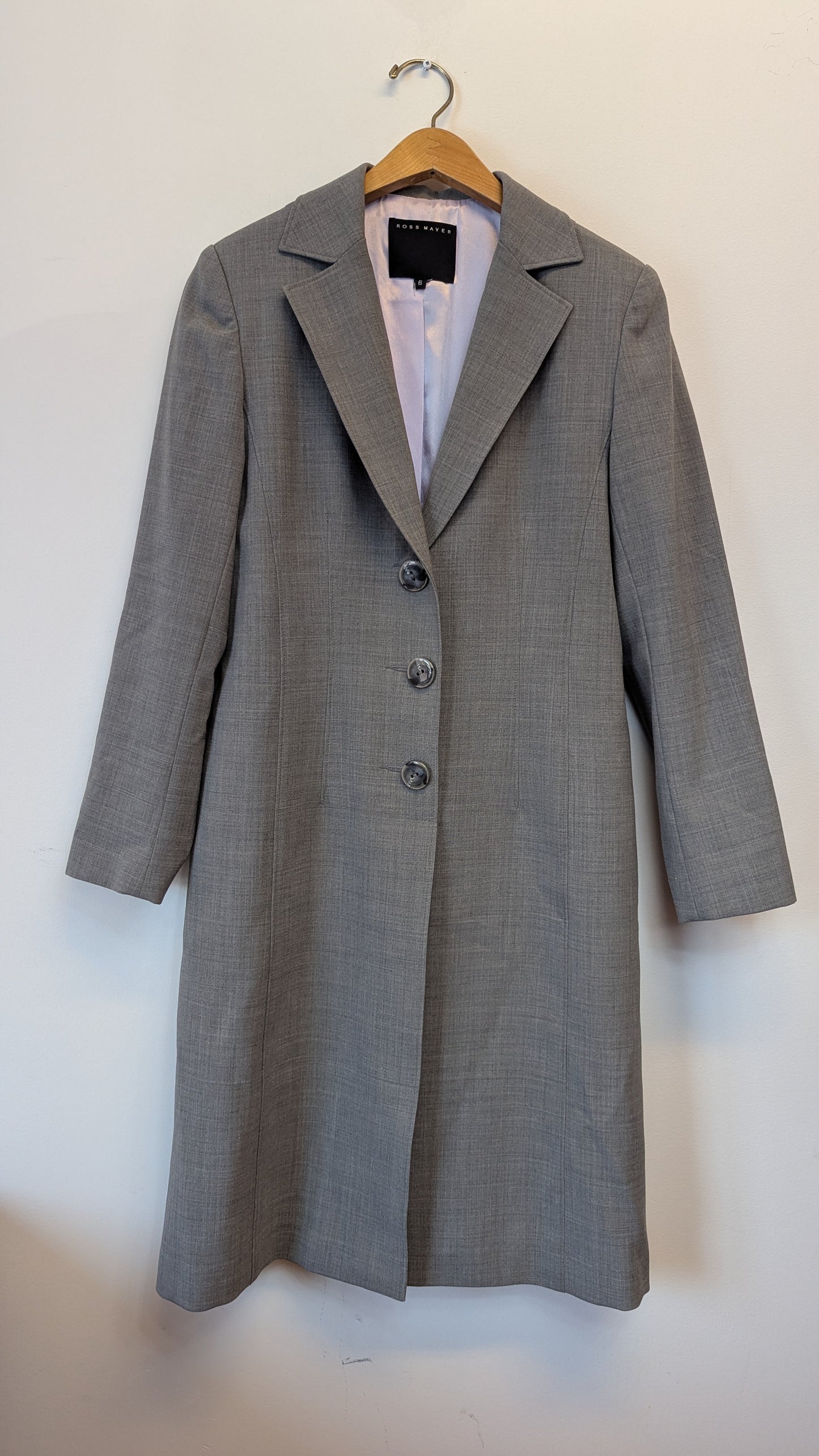 Ross Mayer Grey Long Coat Size 6
