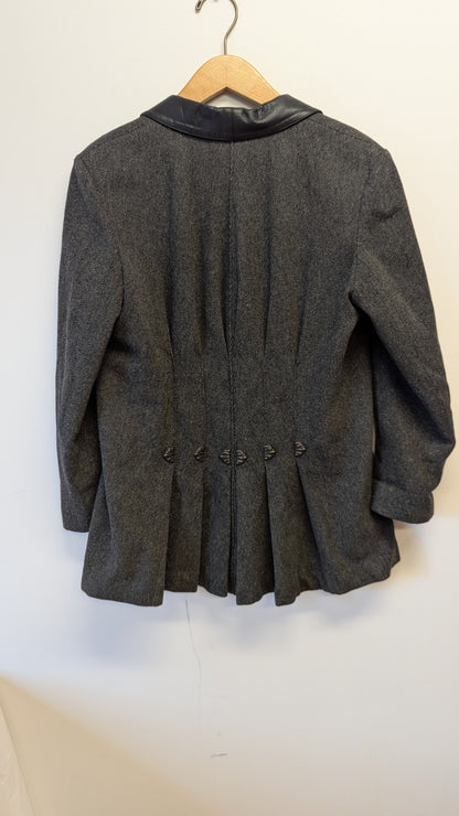 Karen Perry Herringbone Blazer with Leather Collar Sz 10